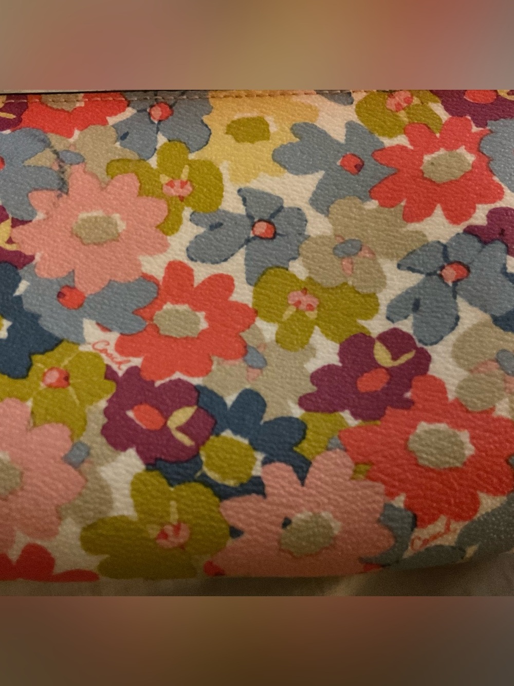 COACH Rare Retired Floral Print L Wristlet Medallion&Hang Tag Pink Satin Lining - Picture 9 of 15